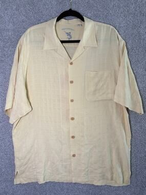 Original Island Sport Men's L 100% Silk Marlin Camp Shirt